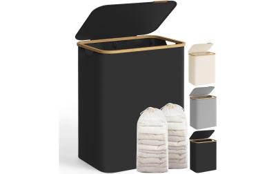 Songmics Wäschekorb Schwarz, 65 L