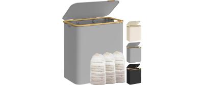Songmics Wäschekorb Grau, 130 L, 3 Fächer