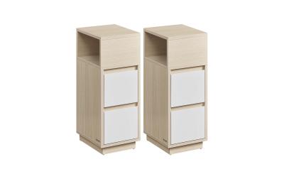 Vasagle Nachttisch in Weiss-Nature, 2er Set