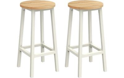 Vasagle Barhocker, 2er Set, Weiss-Natur