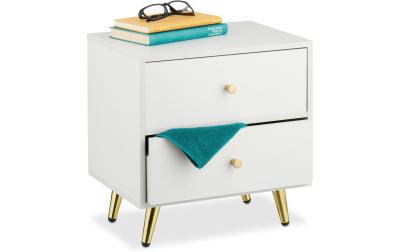 relaxdays Nachttisch mit goldenen Beinen