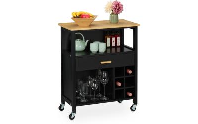 relaxdays Küchenwagen mit Weinregal