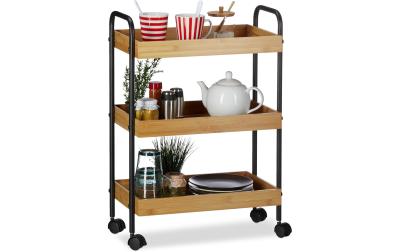 relaxdays Servierwagen mit 3 Ablagen