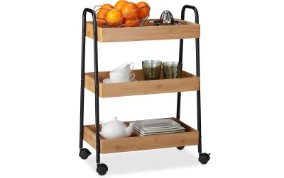 relaxdays Servierwagen Bambus