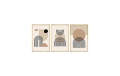 Wallxpert Arches Beige/Blau 3-teilig