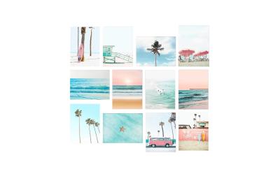 Wallxpert Bild 12-teilig Strand pink