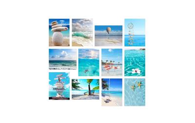 Wallxpert Bild 12-teilig Strand blau