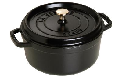 Staub Cocotte 22cm, rund, Schwarz,