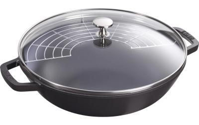 Staub Wok mit Glasdeckel schwarz 4.4 lt.