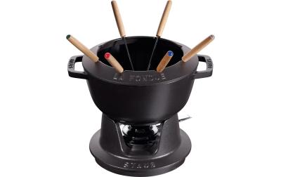 Staub Fondue Set schwarz m. 2 Griffen