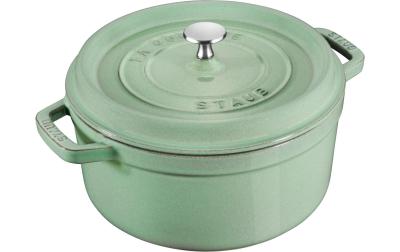Staub Cocotte 24cm, rund, Salbei, Gusseisen