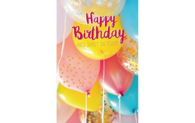 ABC Geburtstagskarte, farbige Ballons