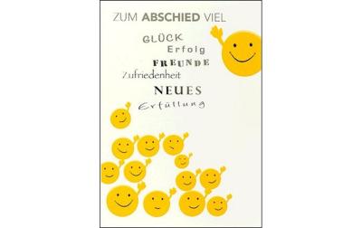 ABC Abschiedskarte, winkende Smileys