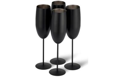 Oak&Steel Sektgläser Schwarz matt, 4er Set