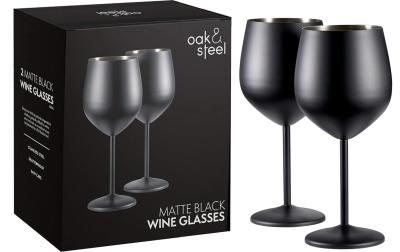 Oak&Steel Weingläser Schwarz matt, 2er Set