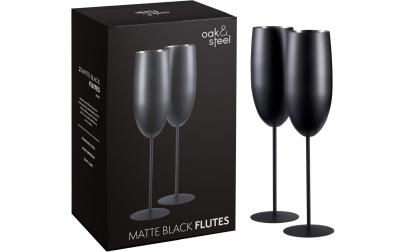 Oak&Steel Sektgläser Schwarz matt, 2er Set