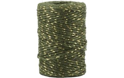 Chic Antique Juteband mit Golddraht grün