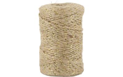 Chic Antique Juteband mit Golddraht creme