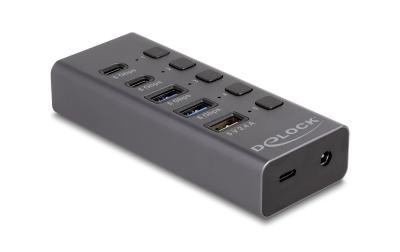 Delock USB-C Hub, 4+1 Port, schaltbar