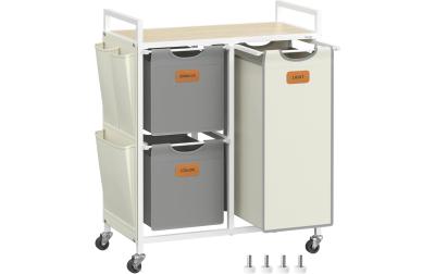 Vasagle Wäschekorb mit Ablage Weiss-Grau