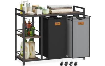 Vasagle Wäschekorb mit Ablage Schwarz-Grau
