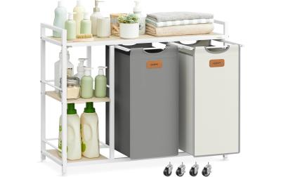 Vasagle Wäschekorb mit Ablage Grau-Beige