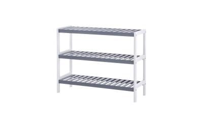 Songmics Schuhregal Bambus, Weiss-Grau