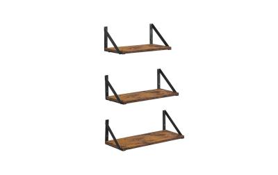 Vasagle Wandregal 3er Set, Schwarz-Braun