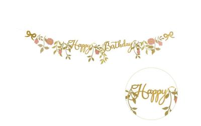 Partydeco Girlande Happy Birthday Blumen