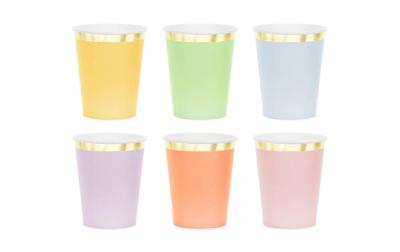 Partydeco Becher mit Goldrand