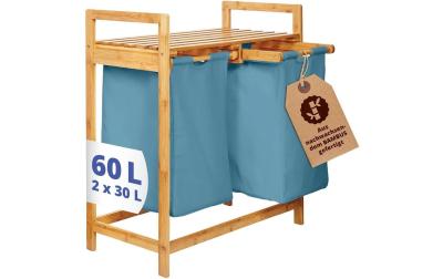 Lumaland Wäschekorb Bambus Blau