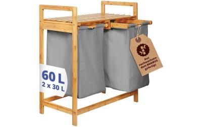 Lumaland Wäschekorb Bambus Dunkelgrau