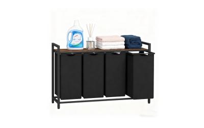 relaxdays Wäschesammler mit 4 Fächern