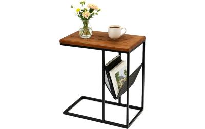 relaxdays Beistelltisch mit Zeitungsabl.