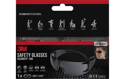 SecureFit Schutzbrille 200, graues Glas
