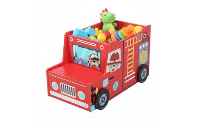 relaxdays Spielzeugkiste Feuerwehr