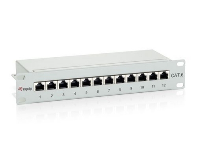 equip 10 Patchpanel: 12 Port, 1HE, grau