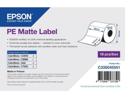 Epson PE Matte Label 76 mm x 127 mm,