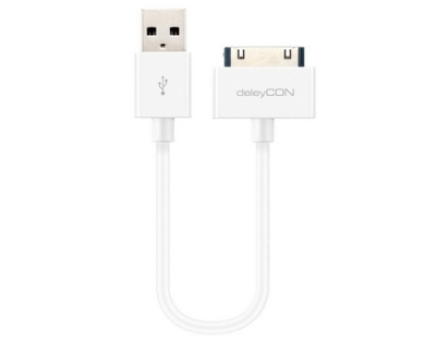 DeleyCON 30Pin Dock-USB Kabel 15cm, weiss