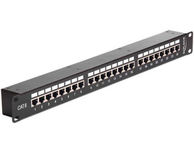 DeLock 19 Patchpanel 24 Port, 1HE, schwarz