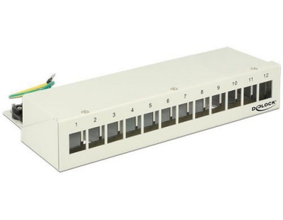 12-Port Desktop Patchpanel, Hutschienenkit