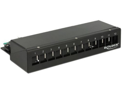 12-Port Desktop Patchpanel, Hutschienenkit