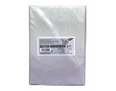 Folia Moosgummi Glitter weiss