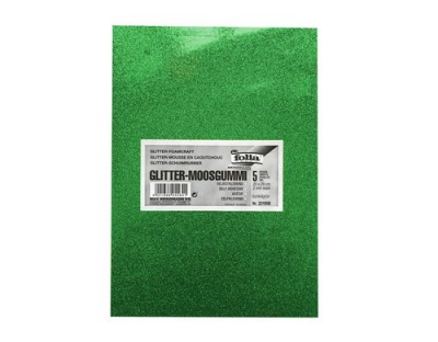 Folia Moosgummi Glitter dunkelgrün