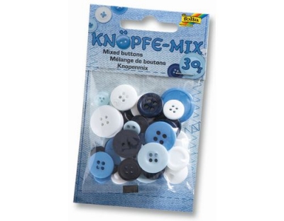 Folia Knöpfe-Mix Ton in Ton blau