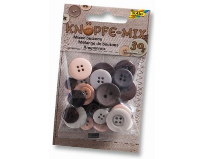 Folia Knöpfe-Mix Ton in Ton braun