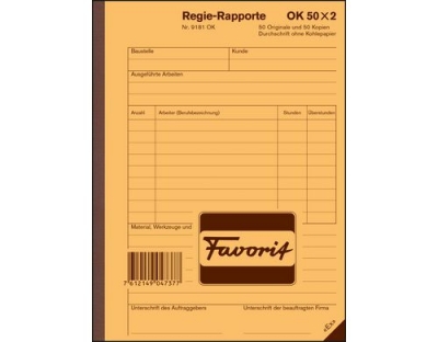 Favorit Regie-Rapporte 50x2 Blatt