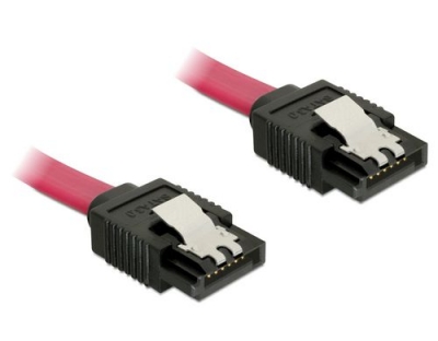 Delock SATA-3 Kabel: 50cm,Metall Clip, rot