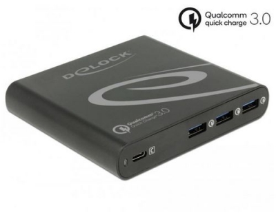 Delock Ladegerät 1x USB-C PD+3x USB-A QC