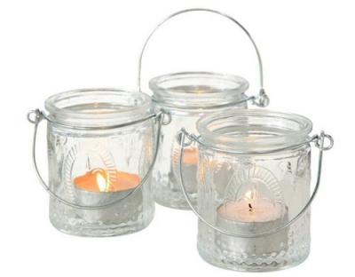 Boltze Windlicht Country, Glas, 3er Set